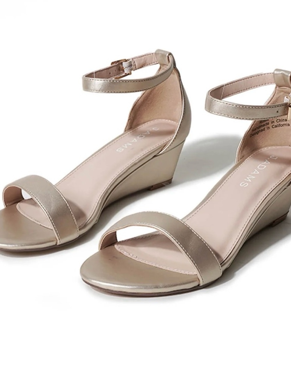 J. Adams Women’s Ankle-Strap Wedge Sandals in Champagne
